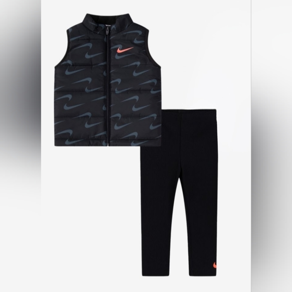 Nike Black and Pink Vest and Leggings Set
